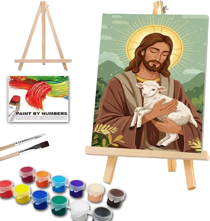 ICYANART Paint by Numbers for Adults Framed, Jesus Number Painting 8x12In