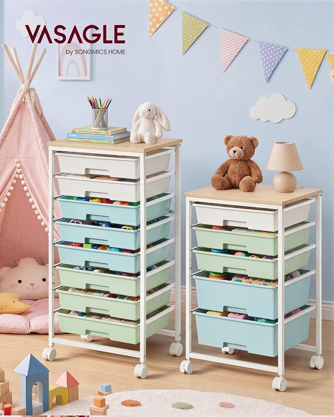 VASAGLE Rolling Cart with Drawers, Craft Organizers and Storage
