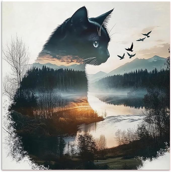 CRZMODE Cat Paint by Numbers Kit for Adults, Cat Paint by Numbers for Adults, Acrylic Painting Crafts for Home Decor Gift (16x16inch)