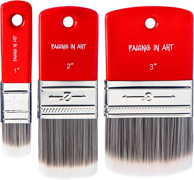 Falling in Art 3 PCS Filbert Paddle Paint Brush Set (1 Inch,2 Inch,3Inch) | Scale Brush, Blending Paint Brush for Oil and Acrylic Paints