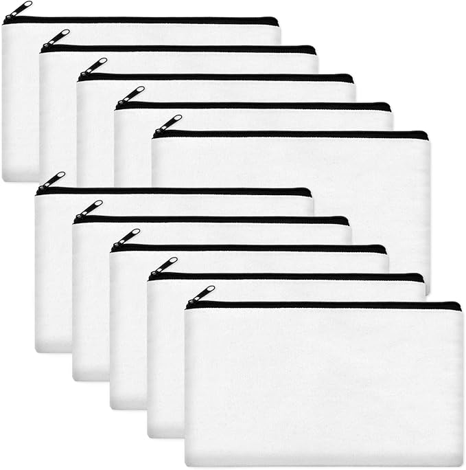 Legigo Blank Canvas Bags Zipper Pouch Makeup Bags Pencil Pouch Bulk | Multi-Purpose, Sturdy Canvas Pouch with Zipper, Cosmetic Travel Toiletry Bag for DIY Crafts, Gifts & Storage, 8.3 x 5 Inch