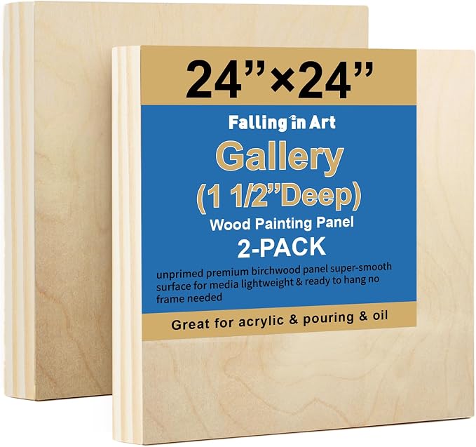 Falling in Art 2 Pack 24x24'' Unfinished Gallery Birch Wood Canvas Panels ﻿
