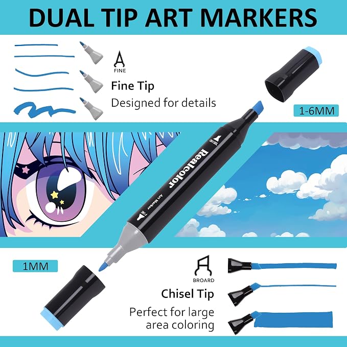 80 Alcohol Markers Dual Tip Art Markers for Coloring & Sketching | Fine bullet & chisel tips for drawing, illustration, card making & crafting. Ideal for artists, designers, and crafters.