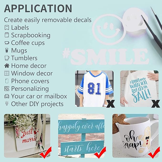Lya Vinyl White Permanent Vinyl, 12 Pack Matte Vinyl for Cutting Machine, 12"x12" Self Adhesive Vinyl Sheets for Decor Sticker, Party Decoration, Craft Projects