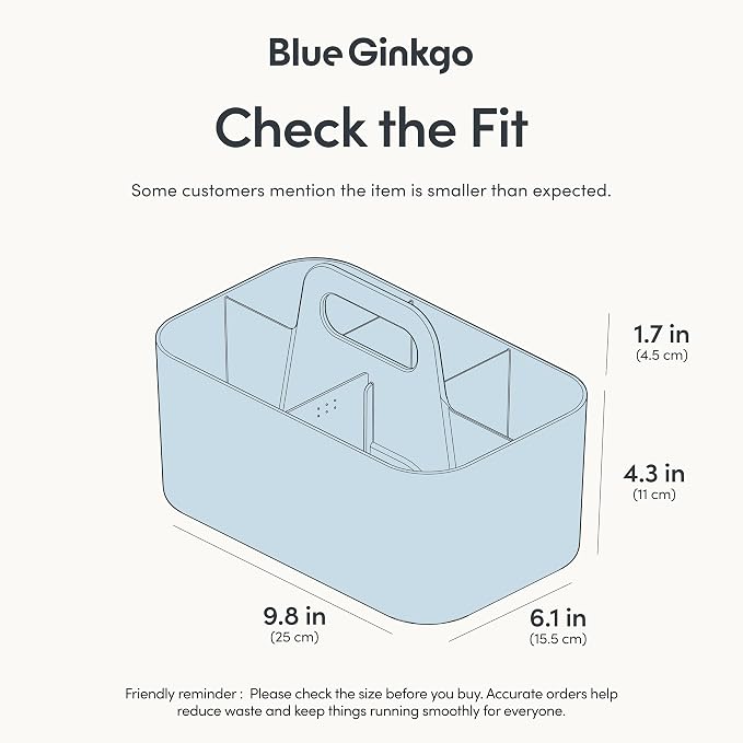 BLUE GINKGO Stackable Organizer Caddy, Rectangle, Blue, Made in Korea