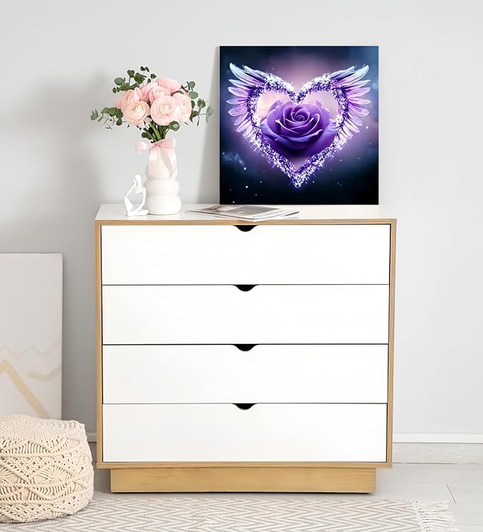 Diamond Art Kits for Adults,Heart FlowerDiamond Painting Kit 13.8X13.8inch | 5D DIY Full Round Drill Paint by Diamonds,Relaxing Diamond Dot Gem Art Painting Crafts,for Home Wall Beginners