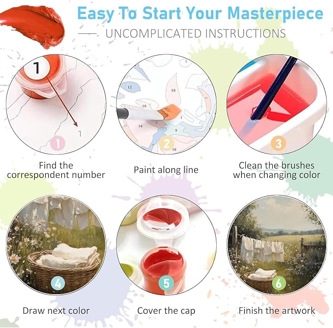 WUDWL Scenery Paint by Numbers Kit for Adults,Color By Numbers for Adults | Countryside Scenery Decor Painting by Number On Canvas, Paint Number Artist Funny Without Frame DIY, Home Wall Decor, 12x16in