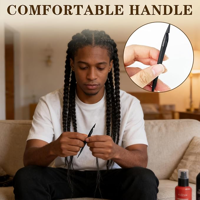 Rvluw 8 Pcs Interlocking Tool for locs,Dreadlock Crochet Hook,Black,Type A