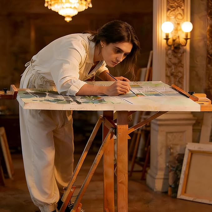 PHOENIX Versatile Studio H-Frame Easel Solid Beech Wood Artist Stand with Locking Caster Wheels- Adjustable Angle & Height – Heavy Duty Large Canvas Holder with Storage Tray for Professional Artists