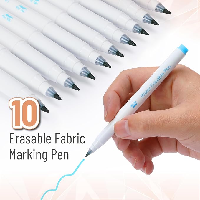 Mr. Pen- Washable Fabric Markers for Sewing, 10 Pack, Blue, Erasable | Water Soluble Embroidery Pen, Bulk Fabric Marking Pens for Sewing