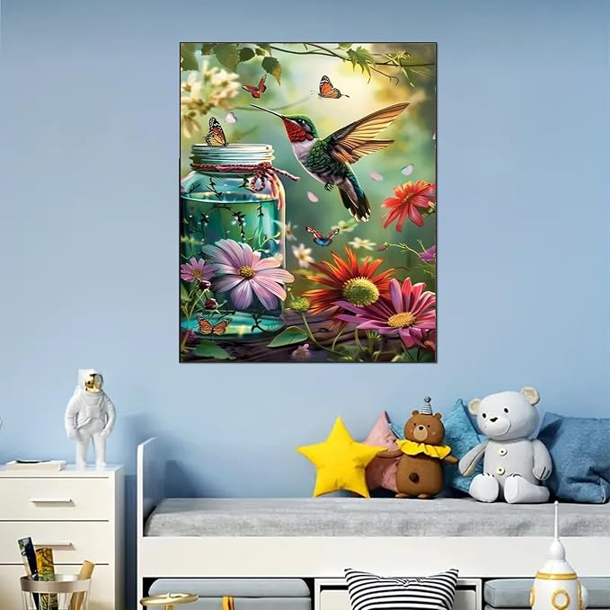 Arttoplus Hummingbird Paint by Numbers Kit for Adults Beginner 16x20 inch | Hummingbird Adult Paint by Number Kits on Canvas, DIY Oil Painting by Numbers for Gift Home Wall Decor (Without Frame)