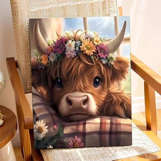 XTCIXAL Paint by Numbers Kit for Adults, Cow, 16X20 Inch | DIY Paint by Number for Adults Beginner, High-Definition Color Canvas, Stress Relief, Home Wall Decor, Gifts, Unframed