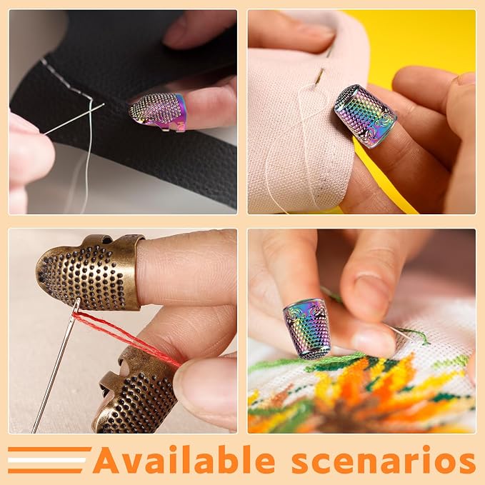 ZMAAGG Thimbles for Hand Sewing, 6 PCS Sewing Thimble, Metal Thimble