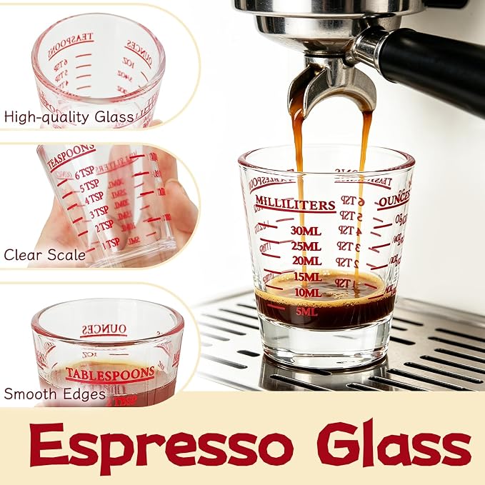 4 Pack Shot Glass Measuring Cup,Espresso Shot Glasses Liquid Heavy,Thick Base Liquid Measuring Cup for Mixing Cocktails Preparing Dessert (1 OZ, 2 TBS, 6 TSP, 30 ML)