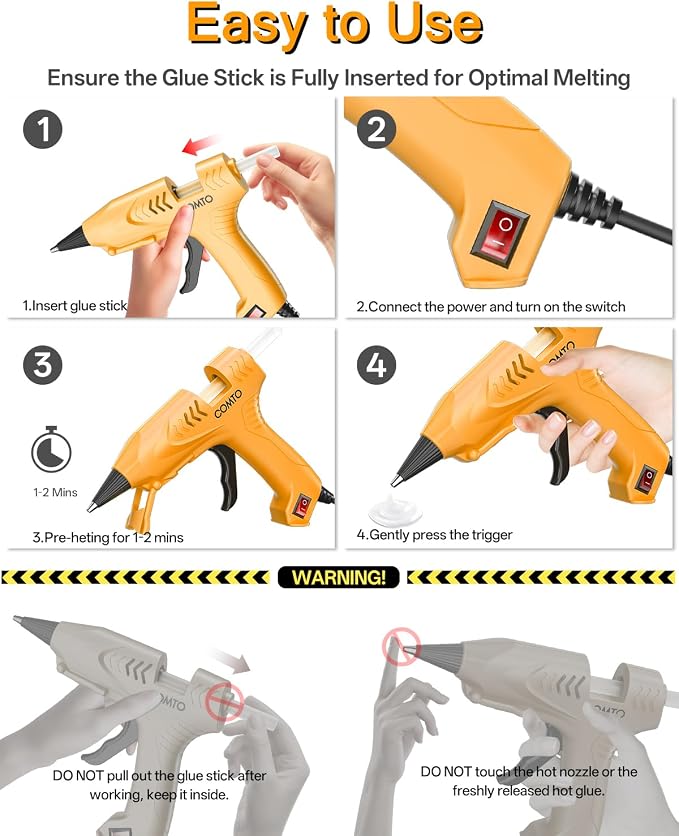 Mini Hot Glue Gun with 30 Glue Sticks, Yellow