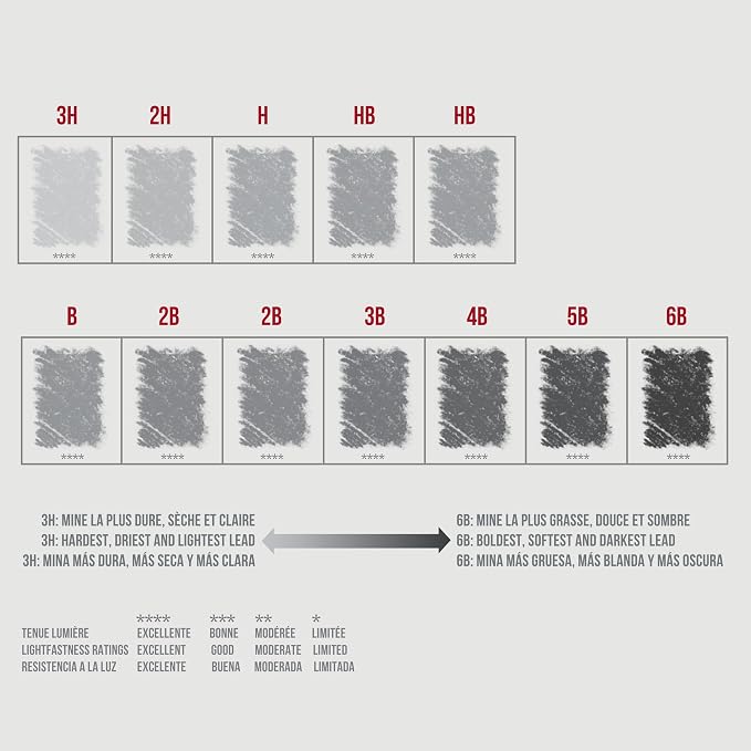 Conté à Paris 12 Count Assorted Graphite Pencil Drawing Set | Multiple Drawing Grades, Smooth Laydown And Easy Blending, Ideal For Shading Detail And Technical Sketching