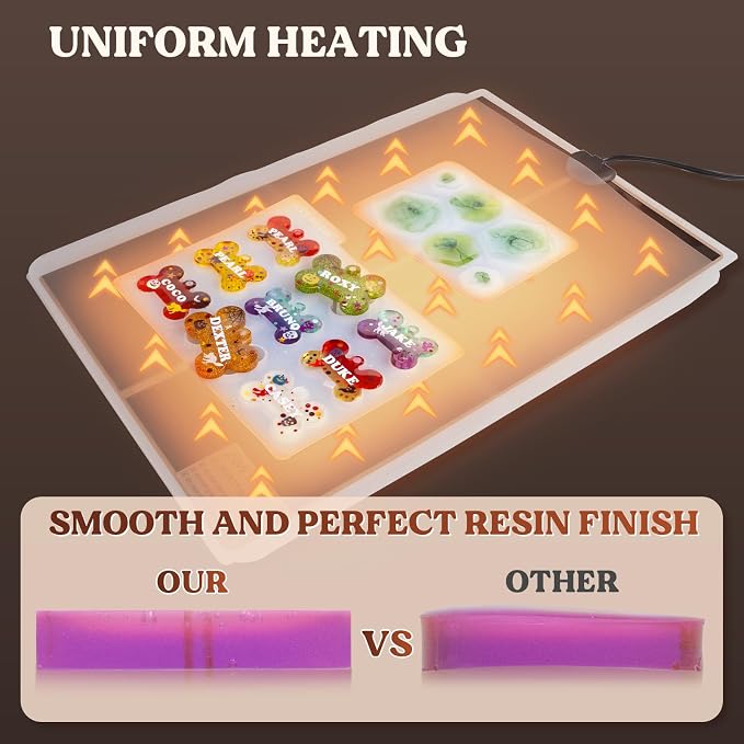 LET'S RESIN Upgrade Resin Heating Mat, Faster Curing Auto-Off Heating Mat