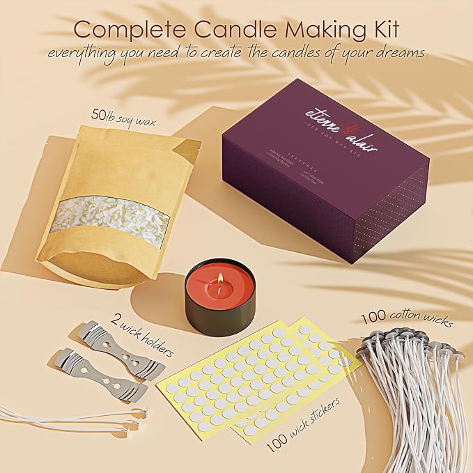 Etienne Alair Organic Soy Candle Wax for Candle Making, 50 lbs Natural Candles Making Supplies, Beeswax-Free, Paraffin-Free, Pure Soy Wax Flakes Perfect for Candles, Tealights and Melts