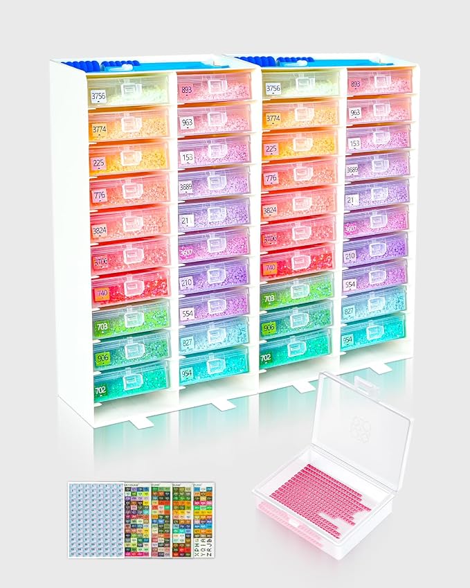 Foreveryoung 3-in-1 Diamond Art Tray Set, Container, Trays & Rack, 40 PCS
