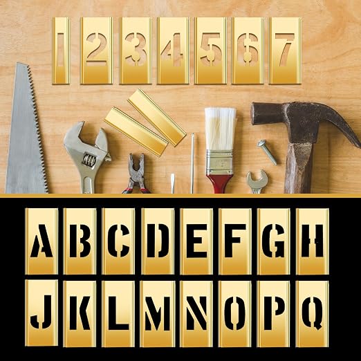 Pelopy 45 Pcs 3 Inch Brass Stencils Letters and Numbers Stencils Set