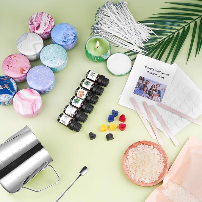 SUPERSUN Candle Making Kit for Adults, DIY Candle Making Supplies for Adults, Beginners, Include Beeswax, Candle Tins, Wicks, Essential Oils, Dyes, DIY Candle Making Set Gift for Christmas