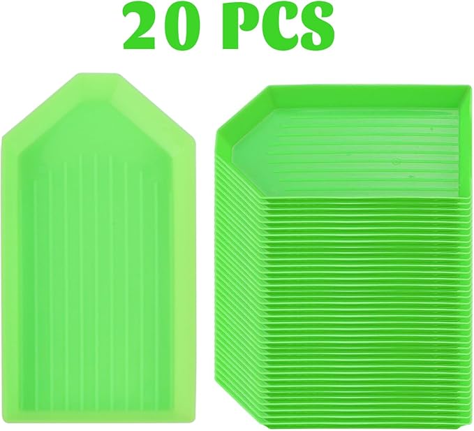20 Pack Green Diamond Painting Trays – Diamond Art Tool Accessories for 5D DIY Diamond Painting Kits