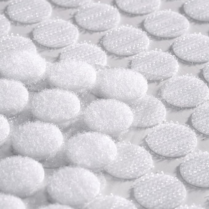 JUMINIZ 1000 Pcs (500 Pairs) 0.59inch Diameter Hook and Loop Fastener Self Adhesive Round Circle Sticky Sticker Dots for Arts and Crafts School Classroom Home and Office Use, White (Pack of 2)