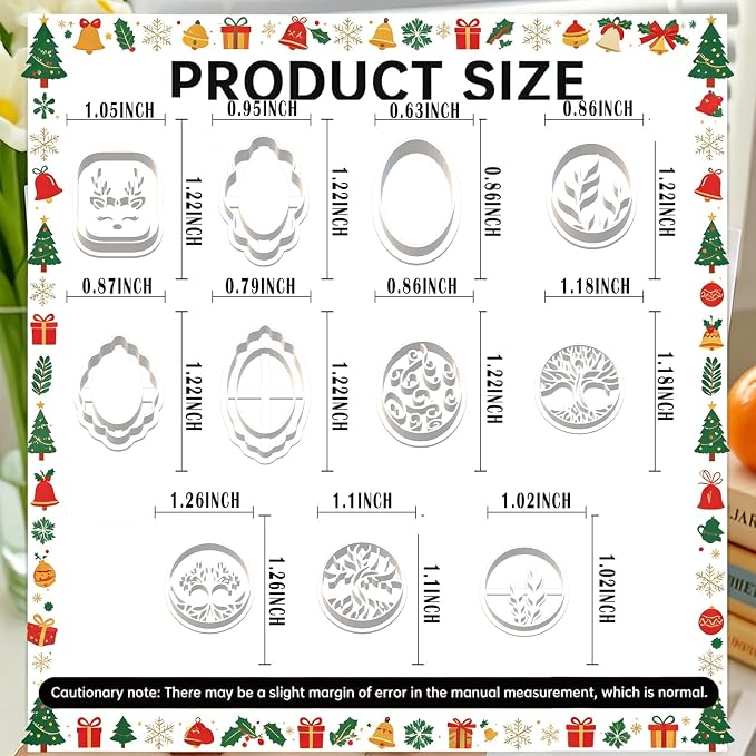 11 Pcs Minimalist Polymer Clay Cutters Set - Tree of Life, Circle & Floral Imprint Cutters for Polymer Clay Jewelry Making, Gift for Friends, Sisters & Minimalist Style Lovers