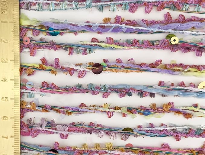 Artisanal Yarn Collection Multifiber Fancy Yarn with Colorful Sequins for Knitting Crocheting Crafts DIY, Set of 3 Rolls (Fairy Tale)