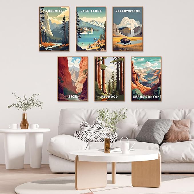 6 Pack Paint by Numbers Kit for Adults, National Parks Canvas Painting Set | 8x12 Inch, DIY Acrylic Painting Craft Kit for Beginners without Frame, Relaxing Creative Hobby, Home Wall Decor, Gift