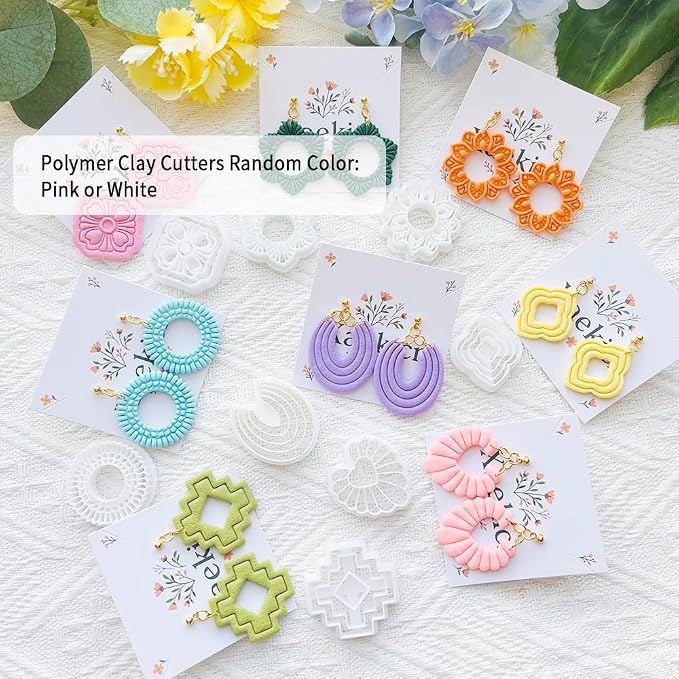 Geometric Pattern Polymer Clay Cutters Set – Molds and Clay Cutters for Polymer Clay, Clay Earring Tools