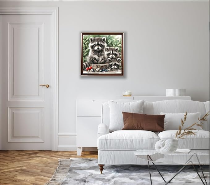 BYGFHLYW Animals Paint by Numbers Kit for Adults Beginners 16x16Inch | Raccoon Family Easy Adult Paint by Number Kits On Canvas, DIY Acrylic Oil Painting Kits for Home Wall Decor