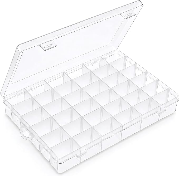 Bead Organizer Storage 36 Grid Jewelry Tackle Craft Box Adjustable Dividers | Clear Plastic, Adjustable Dividers, for Beads Nails Jewelry Crafts Fishing Tackle and Small-Item Organization