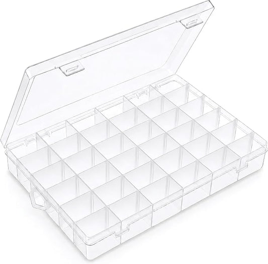 Bead Organizer Storage 36 Grid Jewelry Tackle Craft Box Adjustable Dividers | Clear Plastic, Adjustable Dividers, for Beads Nails Jewelry Crafts Fishing Tackle and Small-Item Organization