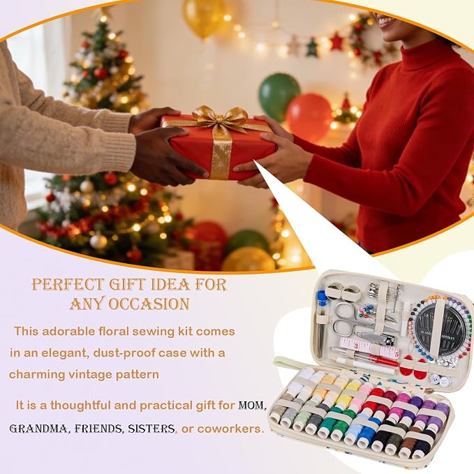 Printing Travel Sewing Kit with 130PCS Basic Sewing Supplies Accessories | Pigeon Cartoon Professional Sewing Kit for Adults,Emergency,Arts Craft & Beginners