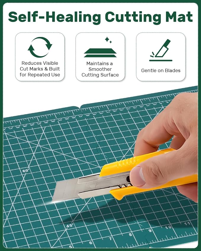 Foldable Self-Healing Cutting Mat, 17" x 11", Double-Sided Rotary Cutting Mat for Sewing, Quilting, Scrapbooking, Fabric Craft & Hobby Use, Craft Cutting Board(A3)