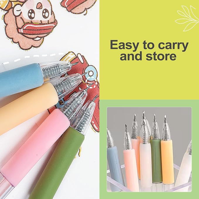 6 Pack Retractable Craft Knife Pen Set Precision Hobby Cutting Tools for Paper Card Vinyl Scrapbooking DIY Art Detail Cutter with Assorted Colors Replaceable Blade Easy Control