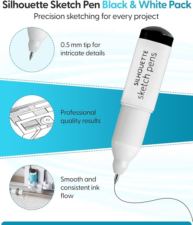 Silhouette Sketch Pens - Black & White Colors for Cameo, Portrait & Curio
