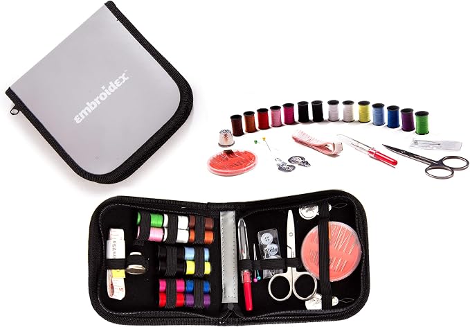 Embroidex Sewing Kit - Home, Travel & Emergencies - Quality Notions, Scissor & Thread - Great Gift