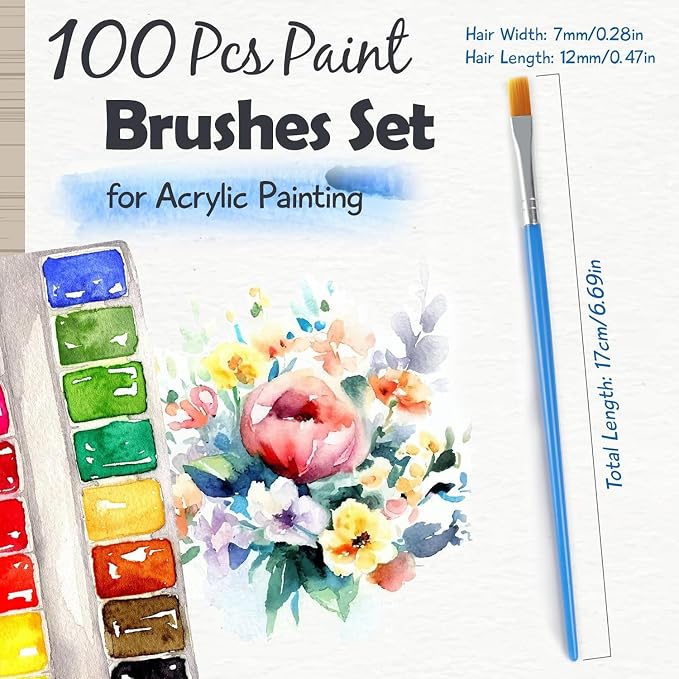Halobios Paint Brushes Set for Acrylic Painting, 30 Pcs Art Paint Brush Flat Acrylic Painting Brush, Nylon Paint Brushes for Kids Adults Oil Watercolor Rock Painting Body Face Nail Art