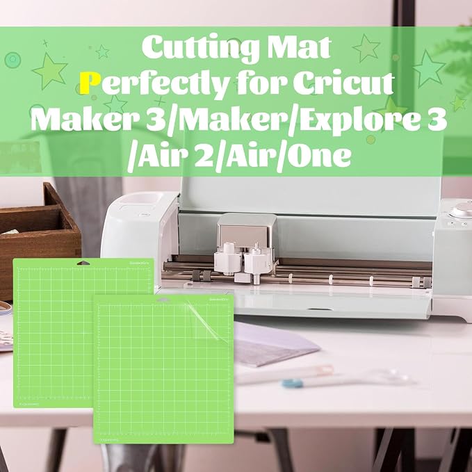THANMAO Cutting Mat with Cricut Explore Air 2/Air 3 /Maker/Maker 3/4 Cutting Machines, 3 Packs Cut Mats Replacement Accessories for Cricut, Premium PVC Material with Grid Lines