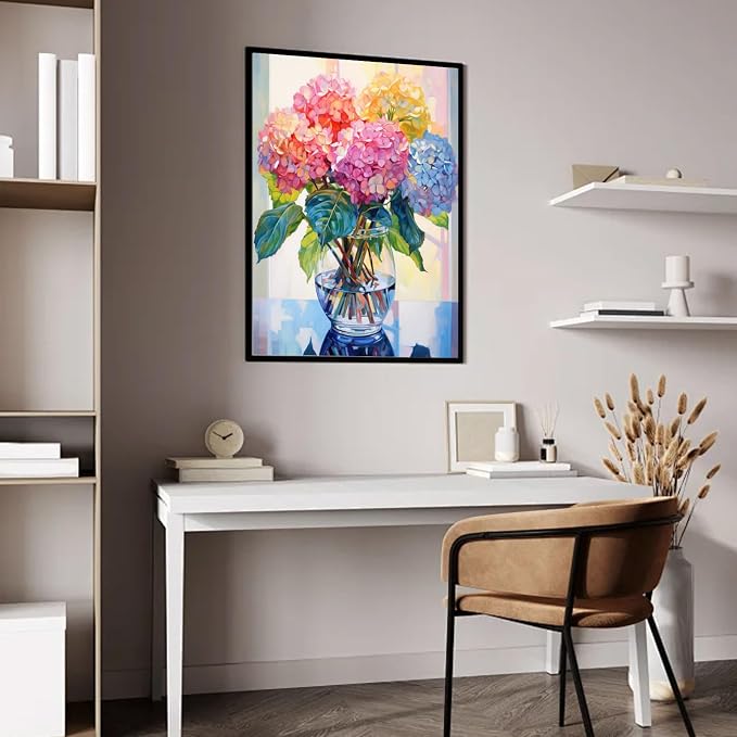 Hydrangea Diamond Painting Kits for Adults,Flowers Diamond Art 12x16inch | Diamond Art Kits for Adults 5D Diamond Painting Flowers,DIY Full Drill Diamond Painting Flower Gem Art and Crafts