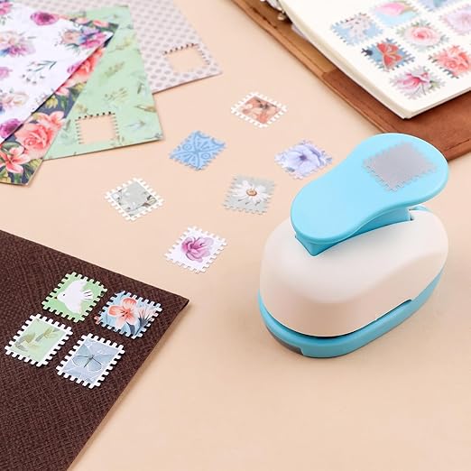 BAOFALI Stamp Puncher 0.8x0.7 inch Stamp Punch Rectangular Postage Stamp Punch |Stamp Hole Puncher| Lever Action Paper Punches for Scrapbooking Journaling Card Making