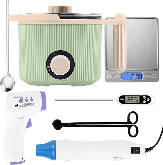 TOAUTO Candle Making Kit with Electronic 3Lbs Melting Pot, Pro DIY Candle Making Supplies Including Heat Gun, Digital Thermometer, Digital Scale, Wick Trimmer for Adults Candle Craft Project