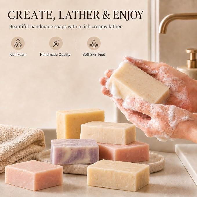 Goat Milk Soap Making Kit for Adults & Beginners – Complete DIY Set with 2lb Soap Base, 6 Scents, Molds & Gift Boxes – Easy, Fun & Creative Craft Gift