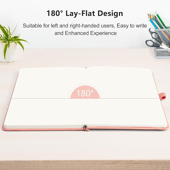 RETTACY Blank Journal Notebook, 192 Pages, A5 Medium Size (5.7'' x 8.3'') | Leather Hardcover, 100 GSM Thick Paper, for Sketching, Drawing, Painting (Pink)