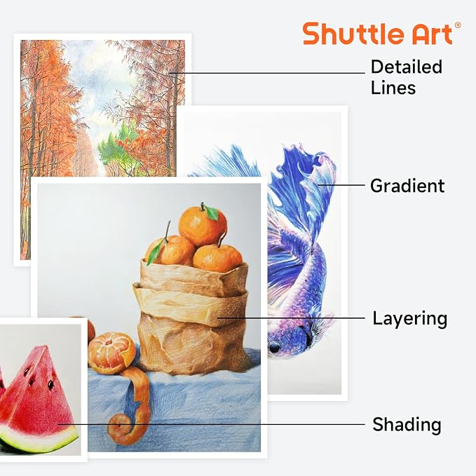 Shuttle Art 136 Color Pencils for Adult Coloring Book, Soft Core Colored Pencils Set for Doodling, Sketching, Drawing, Art Supplies