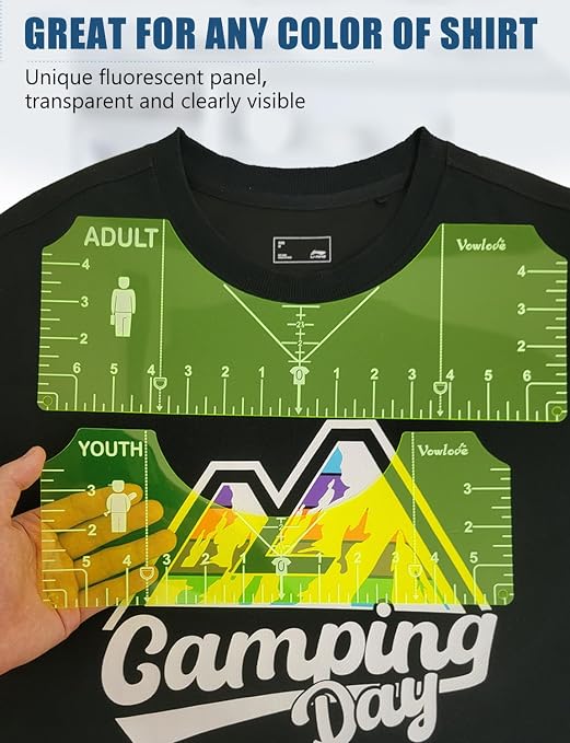 Vowlove T-Shirt Ruler Set for Cricut Vinyl and Shirt Placement Guide | Works for Dtf Transfers, Htv Vinyl, Sublimation, Screen Printing and Embroidery Projects Requiring Consistent Placement