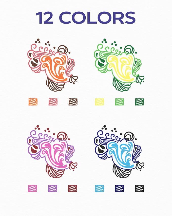 Four Candies Quick Dry Ink Colorful Pens Set, 12 Colors
