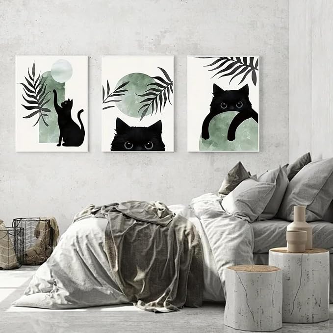 3 Pack Black Cat Diamond Art Kits for Adults Diamond Painting Kit Beginner